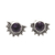 Amethyst stud earrings, 'Crescent Wisdom' - Polished Sterling Silver Stud Earrings with Amethyst Stones thumbail