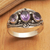 Amethyst multi-stone ring, 'Purple Enchantment' - Sterling Silver Multi-Gemstone Ring with Amethysts from Bali (image 2b) thumbail