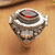 Garnet locket ring, 'Color of Passion' - Sterling Silver Locket Ring with Garnet Stone from Bali (image 2b) thumbail