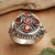 Garnet locket ring, 'Candlelight Red' - Sterling Silver Locket Ring Topped with 5 Garnet Stones (image 2) thumbail