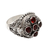 Garnet locket ring, 'Candlelight Red' - Sterling Silver Locket Ring Topped with 5 Garnet Stones (image 2b) thumbail