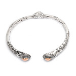 Gold-accented cuff bracelet, 'Sparkling Bamboo' - Traditional 18k Gold-Accented Sterling Silver Cuff Bracelet