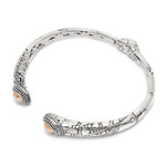 Gold-accented cuff bracelet, 'Sparkling Bamboo' - Traditional 18k Gold-Accented Sterling Silver Cuff Bracelet