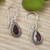 Garnet dangle earrings, 'Passion Pear' - Sterling Silver Dangle Earrings with Pear Garnet Stones (image 2) thumbail