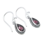 Garnet dangle earrings, 'Passion Pear' - Sterling Silver Dangle Earrings with Pear Garnet Stones