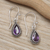 Amethyst dangle earrings, 'Wisdom Pear' - Sterling Silver Dangle Earrings with Pear Amethyst Stones (image 2) thumbail