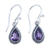 Amethyst dangle earrings, 'Wisdom Pear' - Sterling Silver Dangle Earrings with Pear Amethyst Stones thumbail