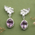 Pendientes colgantes de amatista - Aretes colgantes de plata de ley y amatista con motivos florales