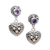 Gold-accented amethyst dangle earrings, 'Frangipani Wise Heart' - Heart-Shaped Dangle Earrings with Amethyst & Gold Accents