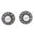 Cultured pearl button earrings, 'Innocence Bouquet' - Floral Sterling Silver Button Earrings with White Pearls
