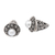 Cultured pearl button earrings, 'Innocence Bouquet' - Floral Sterling Silver Button Earrings with White Pearls