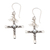 Cultured pearl dangle earrings, 'Innocence Cross' - Cross Dangle Earrings with Grey and White Cultured Pearls thumbail