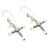 Cultured pearl dangle earrings, 'Innocence Cross' - Cross Dangle Earrings with Grey and White Cultured Pearls (image 2b) thumbail