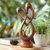 Wood sculpture, 'Evergreen Love' - Heart-Shaped Suar Wood Sculpture in a Natural Brown Hue (image 2) thumbail