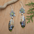 Peridot dangle earrings, 'Plumage of Fortune' - Painted Sterling Silver Dangle Earrings with Peridot Gems (image 2) thumbail