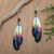Garnet beaded dangle earrings, 'Creativity Feathers' - Handmade Vibrant Feather Dangle Earrings with Garnet Beads (image 2b) thumbail