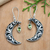 Peridot dangle earrings, 'Fortune Night' - Moon-Shaped Leafy Dangle Earrings with Peridot Jewels (image 2) thumbail