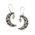 Peridot dangle earrings, 'Fortune Night' - Moon-Shaped Leafy Dangle Earrings with Peridot Jewels thumbail