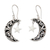 Sterling silver dangle earrings, 'Constellation Night' - Moon-Shaped Leafy Dangle Earrings with Star Accents thumbail