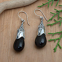 Sterling silver dangle earrings, 'Nocturnal Treasure' - Bat-Themed Sterling Silver Dangle Earrings from Bali