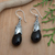 Sterling silver dangle earrings, 'Nocturnal Treasure' - Bat-Themed Sterling Silver Dangle Earrings from Bali (image 2) thumbail