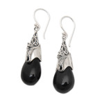 Sterling silver dangle earrings, 'Nocturnal Treasure' - Bat-Themed Sterling Silver Dangle Earrings from Bali