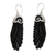 Sterling silver dangle earrings, 'Midnight Flight' - Wing-Shaped Sterling Silver Dangle Earrings in Black thumbail