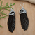 Sterling silver dangle earrings, 'Midnight Flight' - Wing-Shaped Sterling Silver Dangle Earrings in Black (image 2b) thumbail