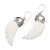 Pendientes colgantes de plata de ley - Aretes colgantes de plata esterlina en forma de ala en blanco