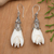 Sterling silver dangle earrings, 'Angel Bat' - Bat-Themed Sterling Silver Dangle Earrings in White (image 2) thumbail