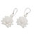 Hand-carved dangle earrings, 'Celestial Lotus' - Lotus-Shaped Dangle Earrings with Sterling Silver Hooks