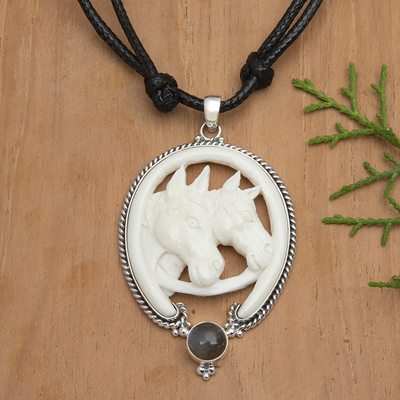 Halskette mit Labradorit-Anhänger - Verstellbare Halskette mit Pferdeanhänger und Labradorit