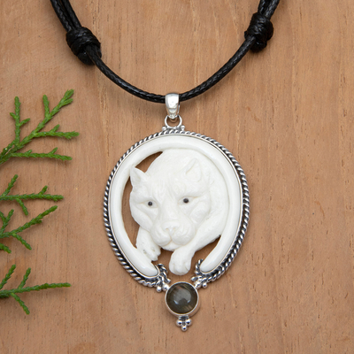 Halskette mit Labradorit-Anhänger - Verstellbare Halskette mit Tiger-Anhänger und Labradorit