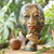 Wood mask, 'Secret Thought' - Hand-Painted Leaf and Animal-Themed Woman's Face Wood Mask (image 2) thumbail