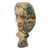 Máscara de madera - Máscara de madera con rostro de mujer con temática animal y hojas pintadas a mano