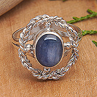 Kyanite cocktail ring, 'Winter Breeze' - Polished Sterling Silver Cocktail Ring with Kyanite Stone