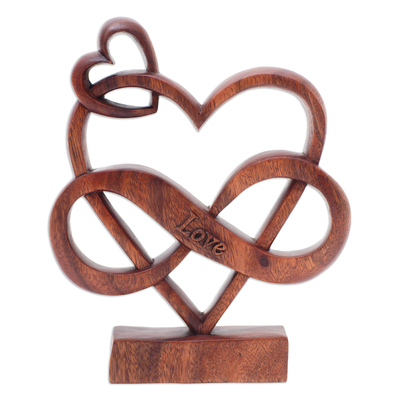 Winston Porter Andee Uplifting Love Handcarved Suar Wood Hearts Sculpture