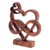 Escultura de madera - Escultura de madera de suar con temática de corazón tallada a mano en color marrón