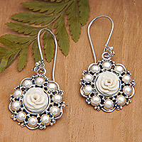 Sterling silver dangle earrings, 'Bohemian Rose'