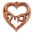 Wood relief panel, 'The Promise of Love' - Hand-Carved Heart-Shaped Brown Suar Wood Relief Panel thumbail