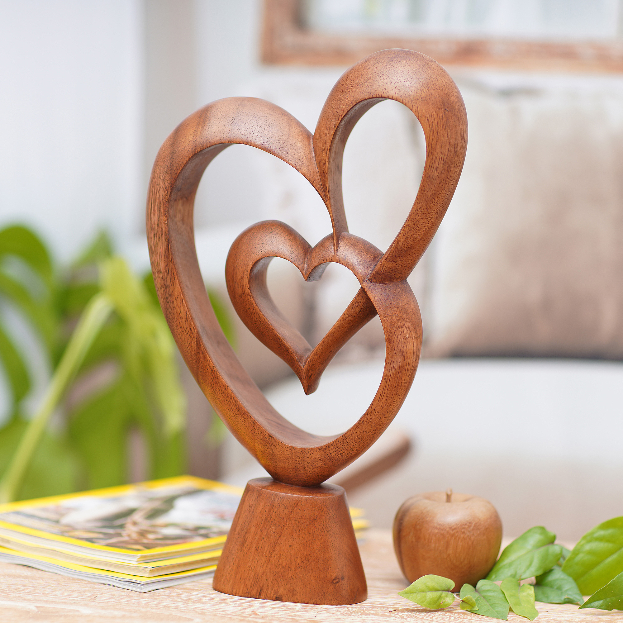 Wooden Heart Shape Photo Picture Frame, Wood Carving Love Romantic