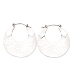 Sterling silver hoop earrings, 'Divine Reflections' - Moon-Shaped Sterling Silver Hammered Hoop Earrings