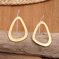 Gold-plated drop earrings, 'Imperial Modernity' - High-Polished Modern 22k Gold-Plated Drop Earrings