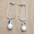 Cultured pearl and amethyst dangle earrings, 'The Wise Pearls' - White Cultured Pearl and Faceted Amethyst Dangle Earrings
