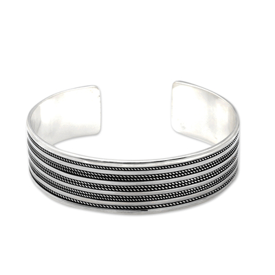Sterling silver cuff bracelet, 'Minimalist Bali' - Minimalist-Inspired Sterling Silver Cuff Bracelet from Bali
