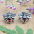 Garnet button earrings, 'Bee Passionate' - Sterling Silver Bee Button Earrings with Garnet Jewels