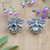 Blue topaz button earrings, 'Bee Loyal' - Sterling Silver Bee Button Earrings with Blue Topaz Jewels (image 2) thumbail