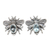 Blue topaz button earrings, 'Bee Loyal' - Sterling Silver Bee Button Earrings with Blue Topaz Jewels thumbail
