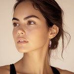 Garnet beaded dangle earrings, 'Wisdom Feathers' - Handcrafted Purple Feather Dangle Earrings with Garnet Beads