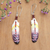 Garnet beaded dangle earrings, 'Wisdom Feathers' - Handcrafted Purple Feather Dangle Earrings with Garnet Beads (image 2b) thumbail